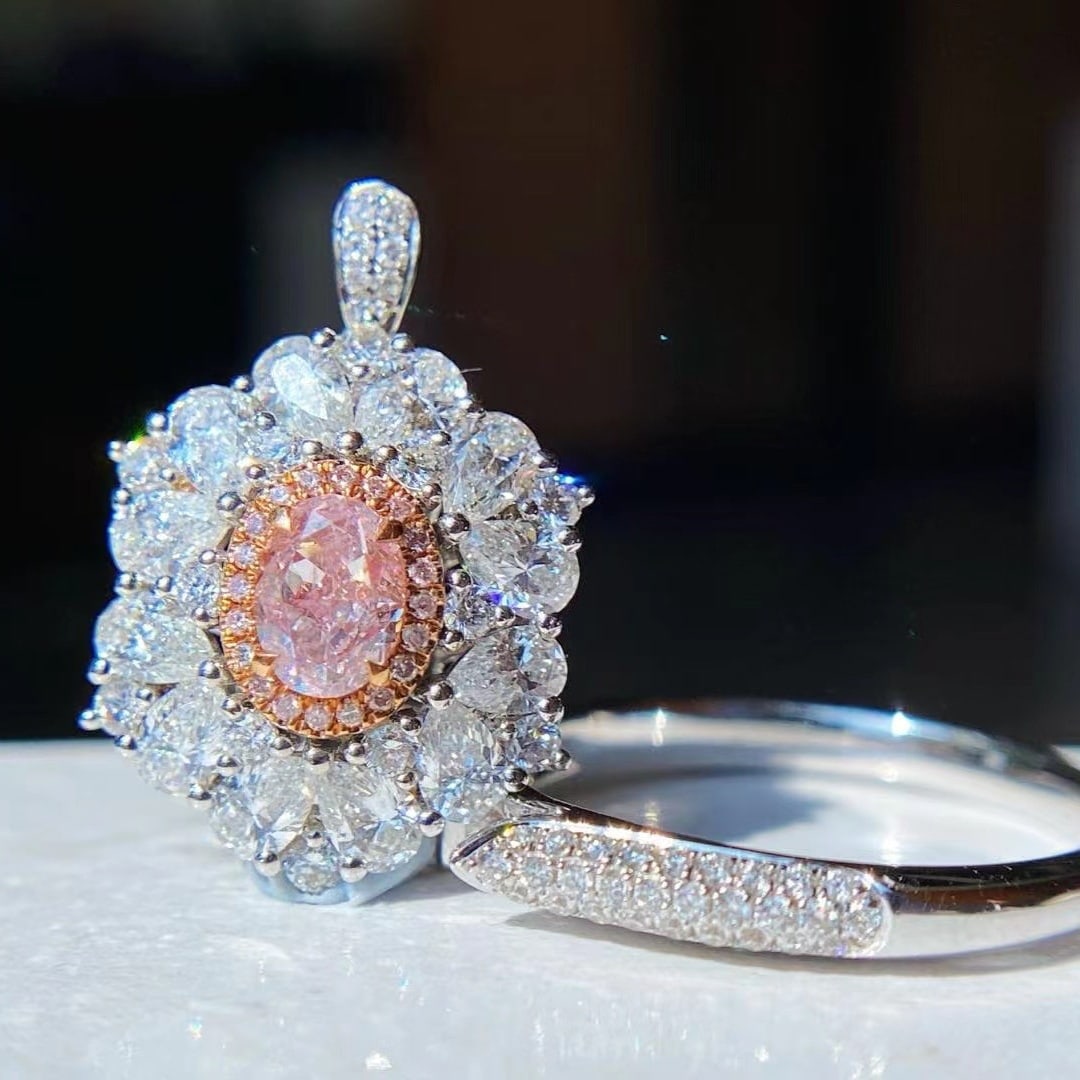 Gia Certified 14k Gold 2.04 Ctw Natural Pink Diamond & Diamond Ring/pendant( Without Chain ) - 4