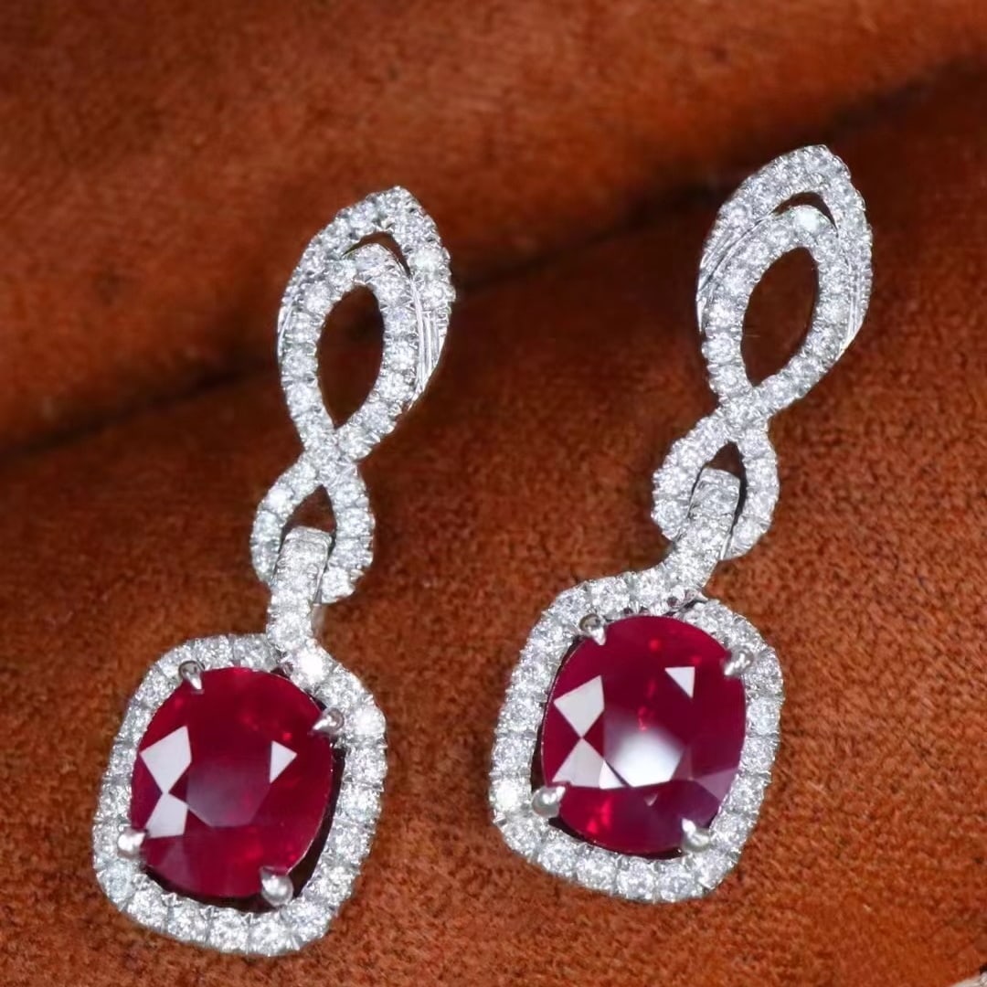 14k Gold 2.54 Ctw Natural Ruby & Diamond Earrings - 3
