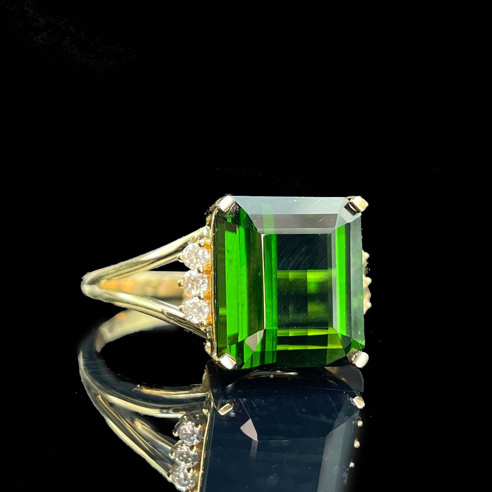 14k Gold 7.9 Ct Natural Tourmaline & Diamond Ring - 4