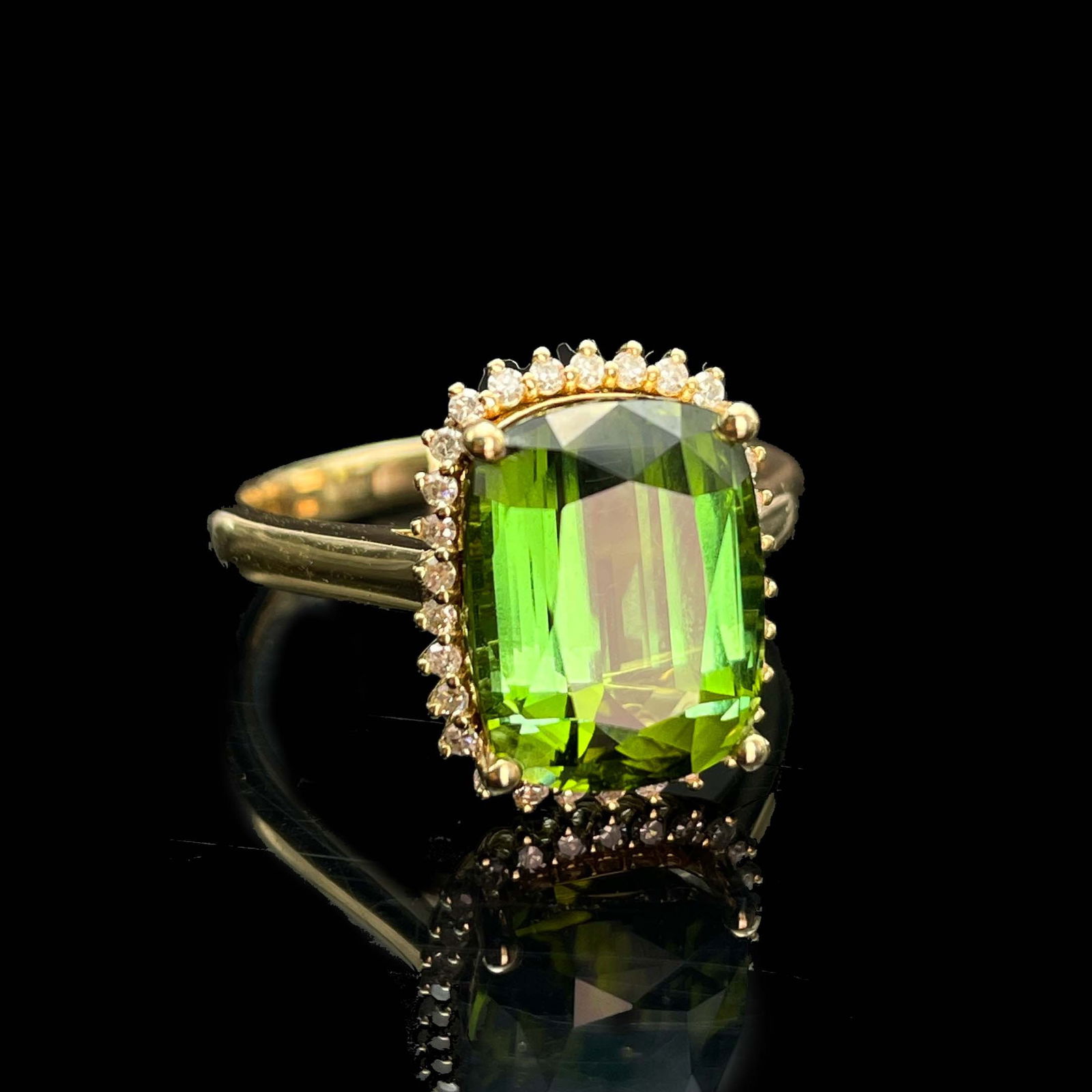 14k Gold 4.16 Ctw Natural Tourmaline & Diamond Ring - 2