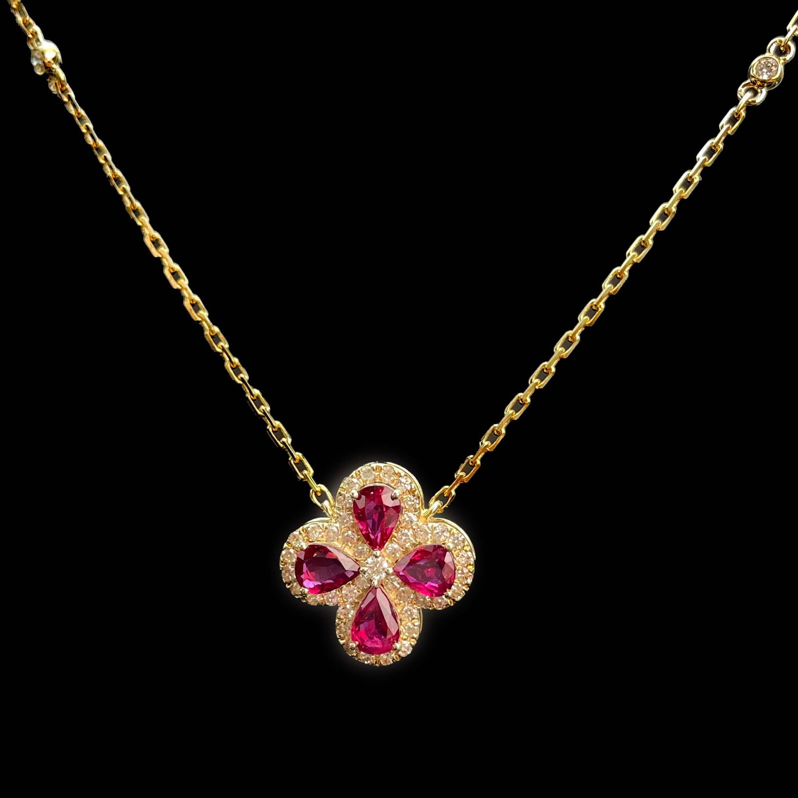 14k Gold 1.35 Ctw Natural Ruby & Diamond Necklace (1 of 5)
