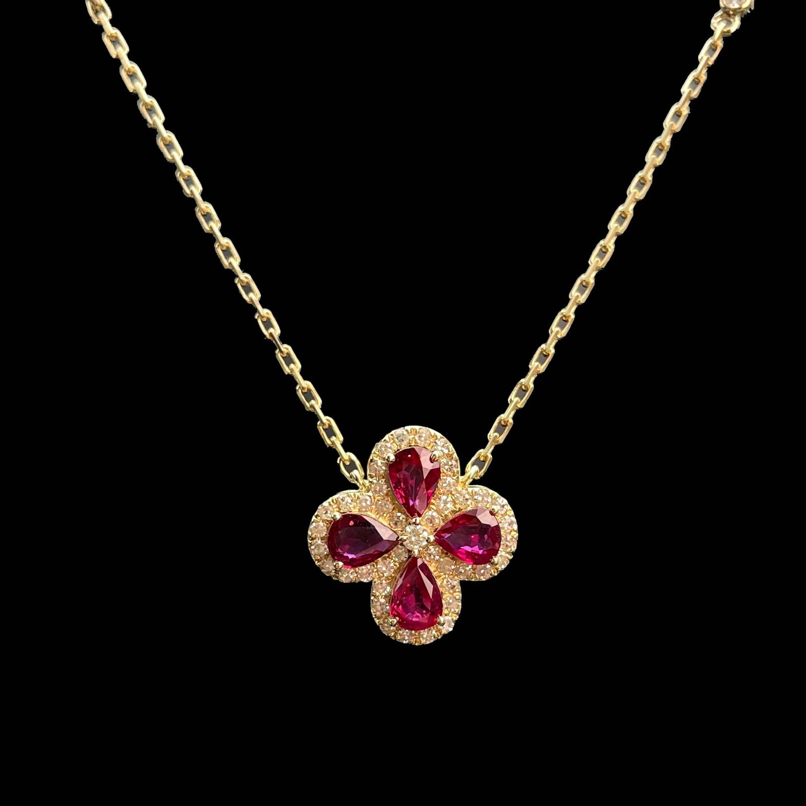 14k Gold 1.35 Ctw Natural Ruby & Diamond Necklace - 4