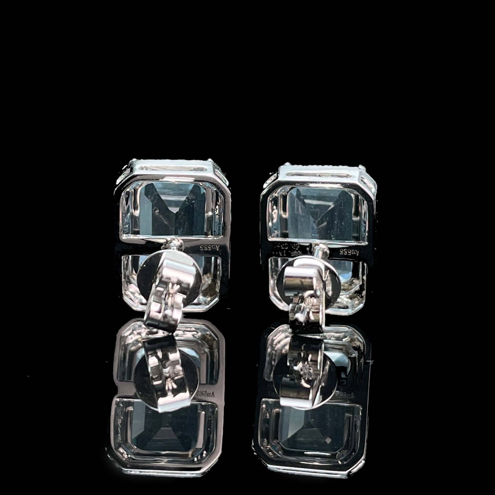 14k Gold 3.40 Ctw Natural Aquamarine & Diamond Earrings - 4