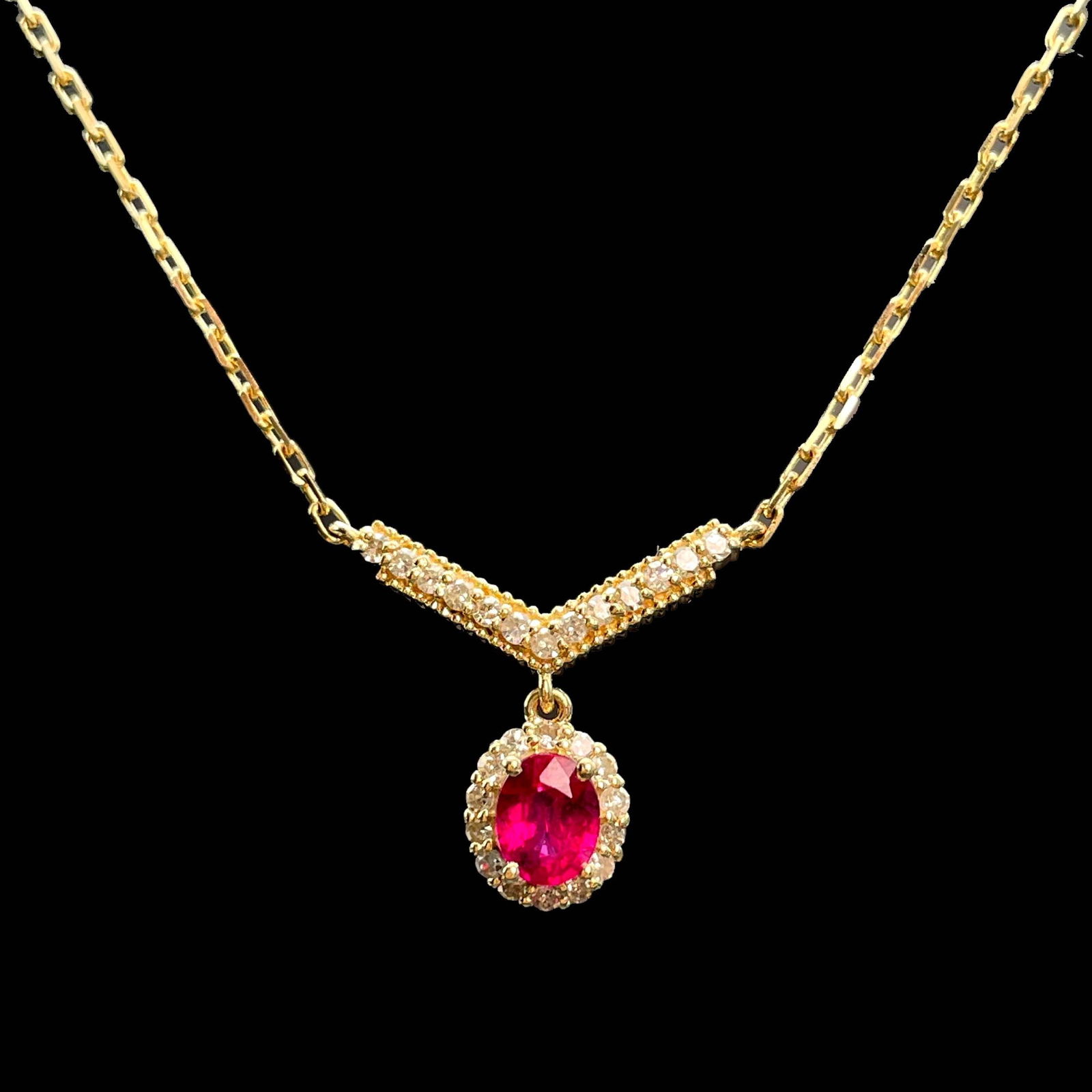 14k Gold 0.45 Ctw Natural Ruby & Diamond Necklace (1 of 6)