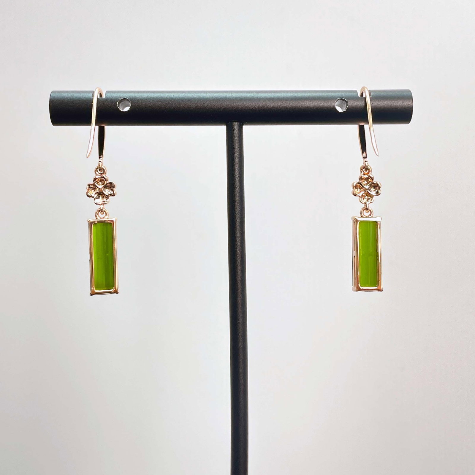 14k Gold 4.16 Ctw Natural Tourmaline & Diamond Earrings - 4