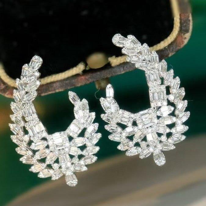 14k Gold 1.06 Ct Natural H Diamond Earrings - 2