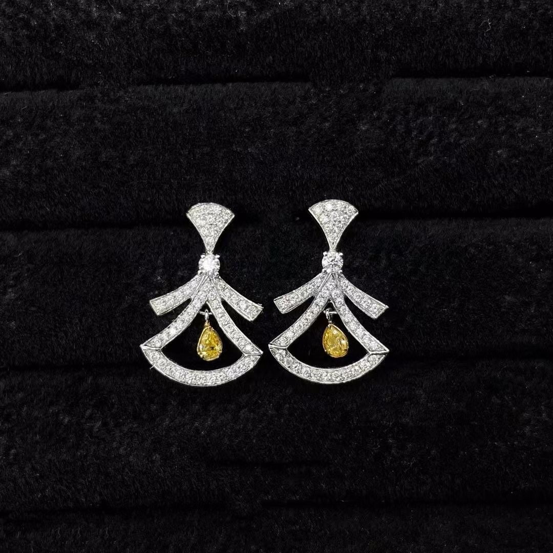 14k Gold 0.48 Ctw Natural Yellow Diamond & Diamond Earrings (1 of 4)