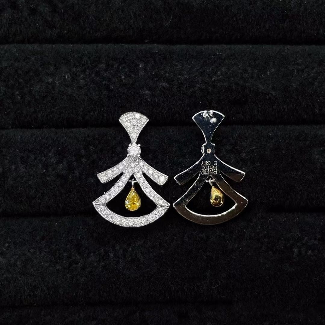 14k Gold 0.48 Ctw Natural Yellow Diamond & Diamond Earrings - 2