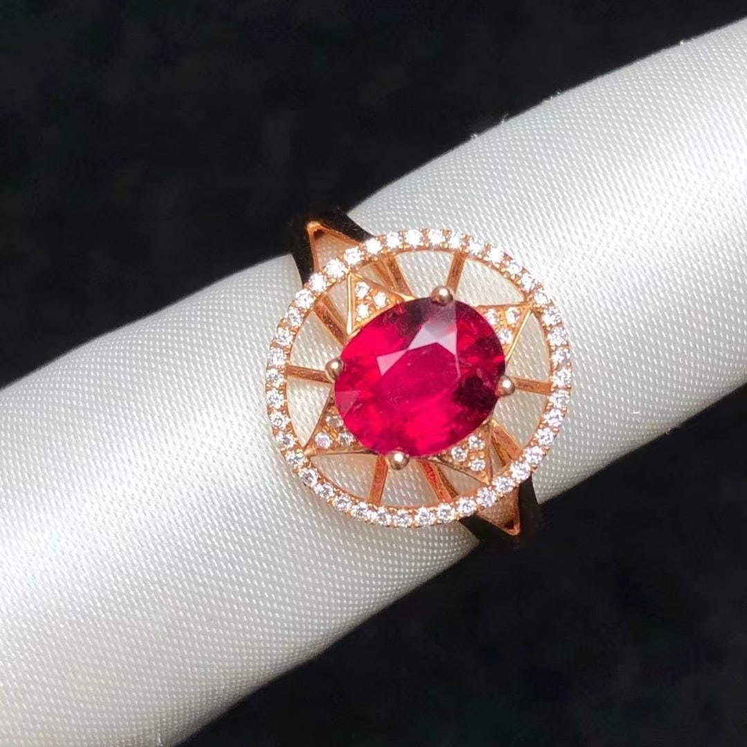 14k Gold 1.23 Ct Natural Tourmaline & Diamond Ring - 2