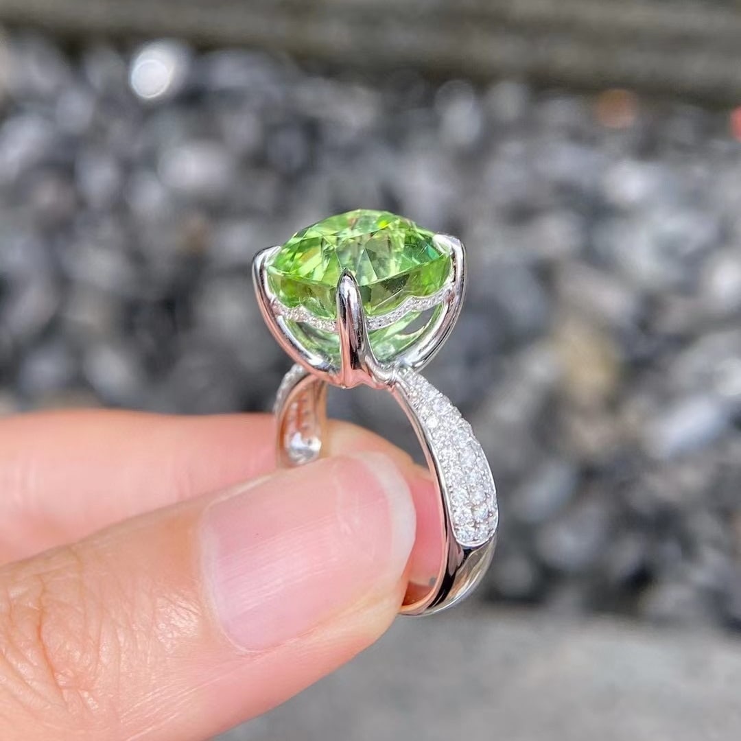 14k Gold 10.27 Ctw Natural Tourmaline & Diamond Ring - 3