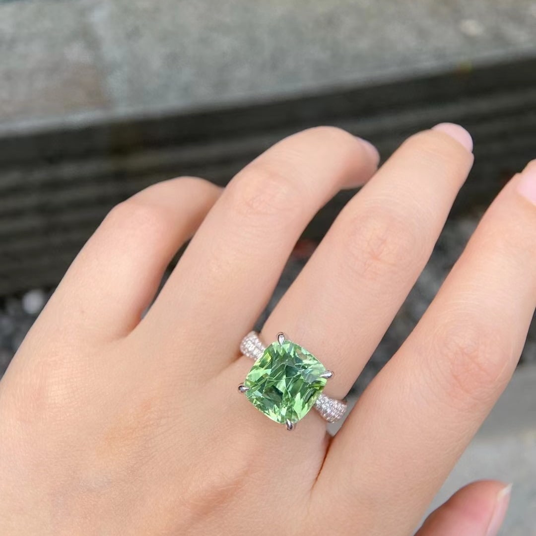 14k Gold 10.27 Ctw Natural Tourmaline & Diamond Ring - 4