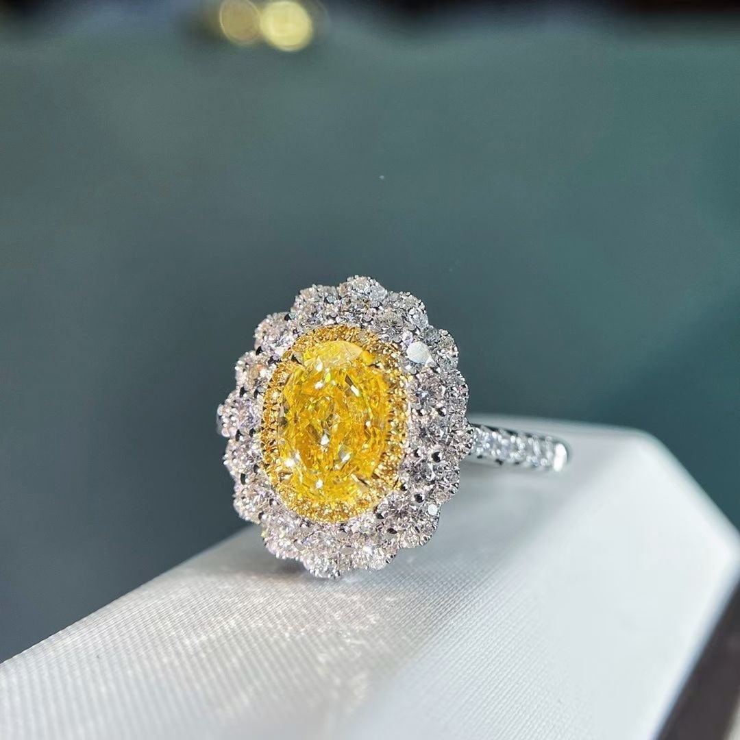 14k Gold 1.69 Ctw Natural Yellow Diamond & Diamond Ring/pendant( Without Chain ) - 2