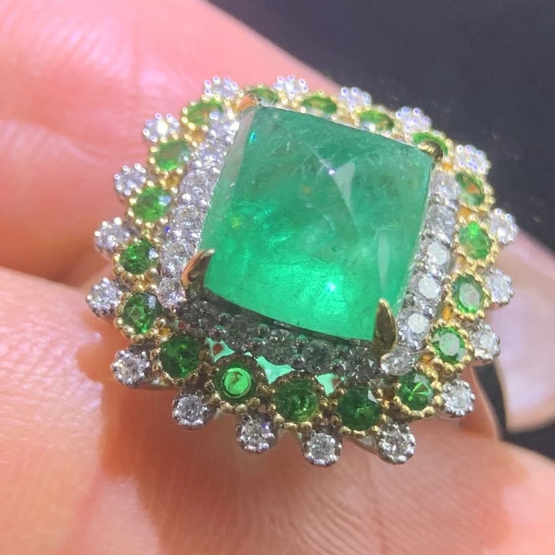 14k Gold 3.31 Ctw Natural Emerald & Diamond Ring - 4