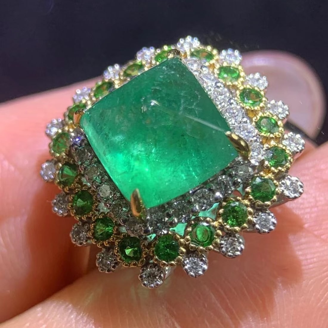 14k Gold 3.31 Ctw Natural Emerald & Diamond Ring - 7