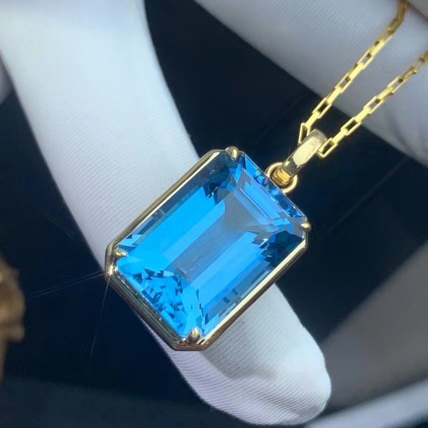 14k Gold 21.35 Ct Natural Topaz Pendant( Without Chain ) - 3