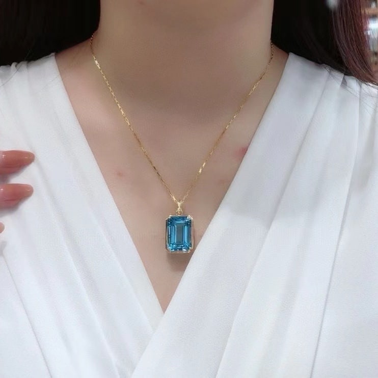 14k Gold 21.35 Ct Natural Topaz Pendant( Without Chain ) - 5