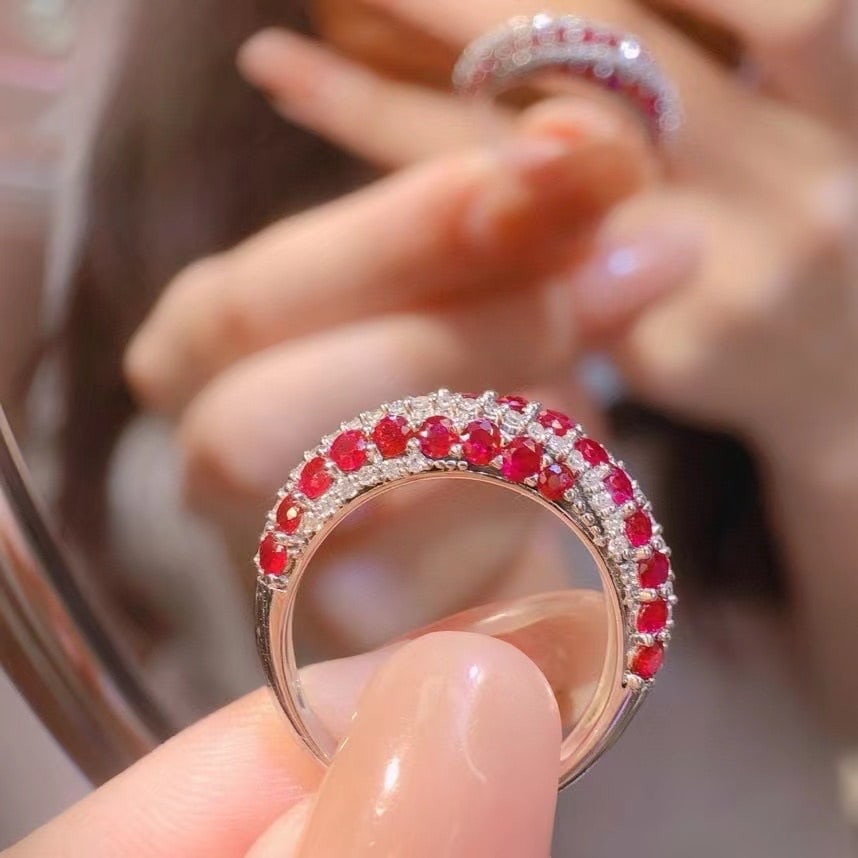 14k Gold 2.5 Ct Vivid Red Natural Ruby & Diamond Ring (1 of 7)