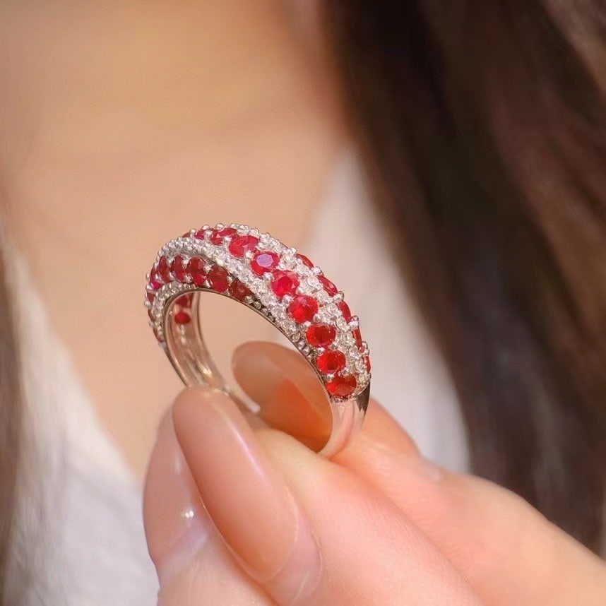 14k Gold 2.5 Ct Vivid Red Natural Ruby & Diamond Ring - 3