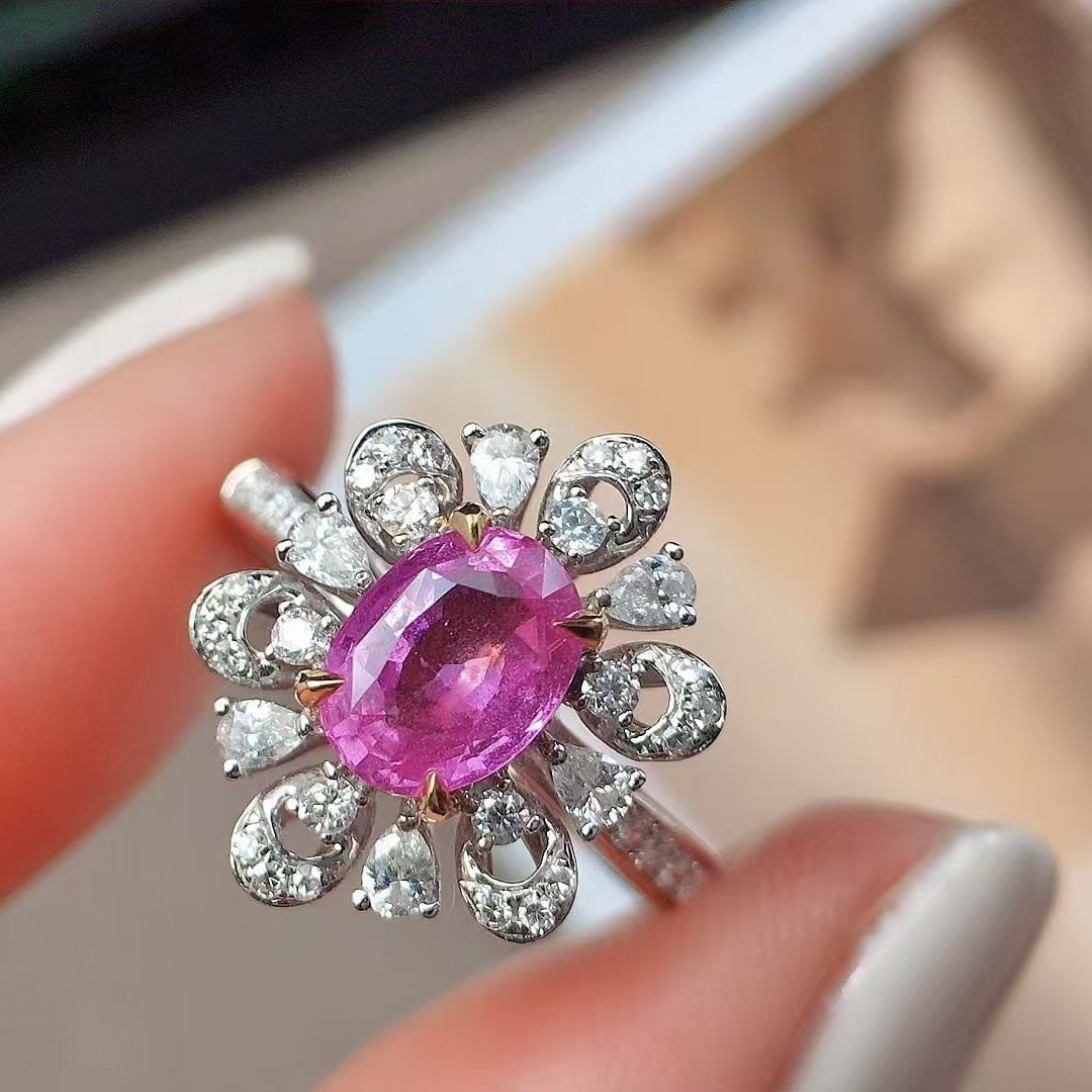 14k Gold 1.51 Ctw Natural Sapphire & Diamond Ring - 4