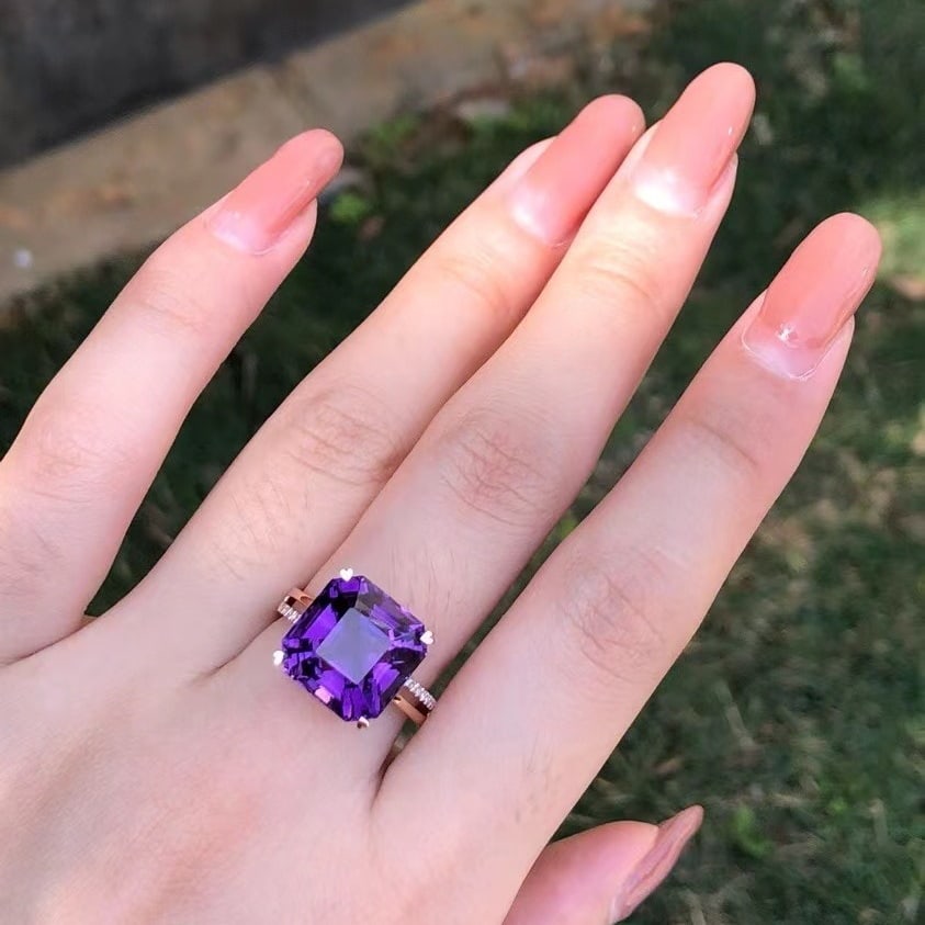 14k Gold 8.68 Ct Natural Amethyst Ring - 2