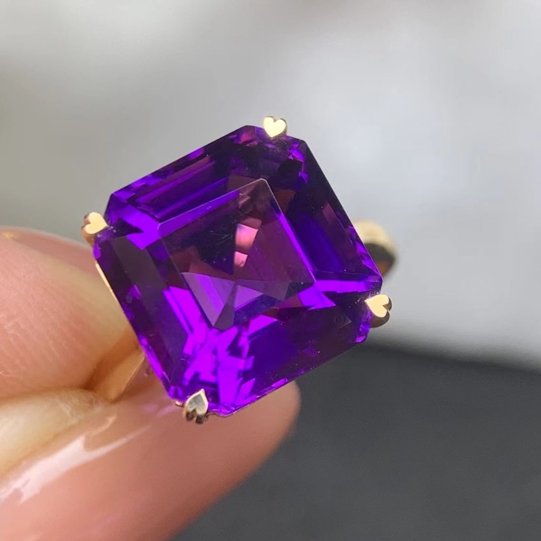 14k Gold 8.68 Ct Natural Amethyst Ring - 5