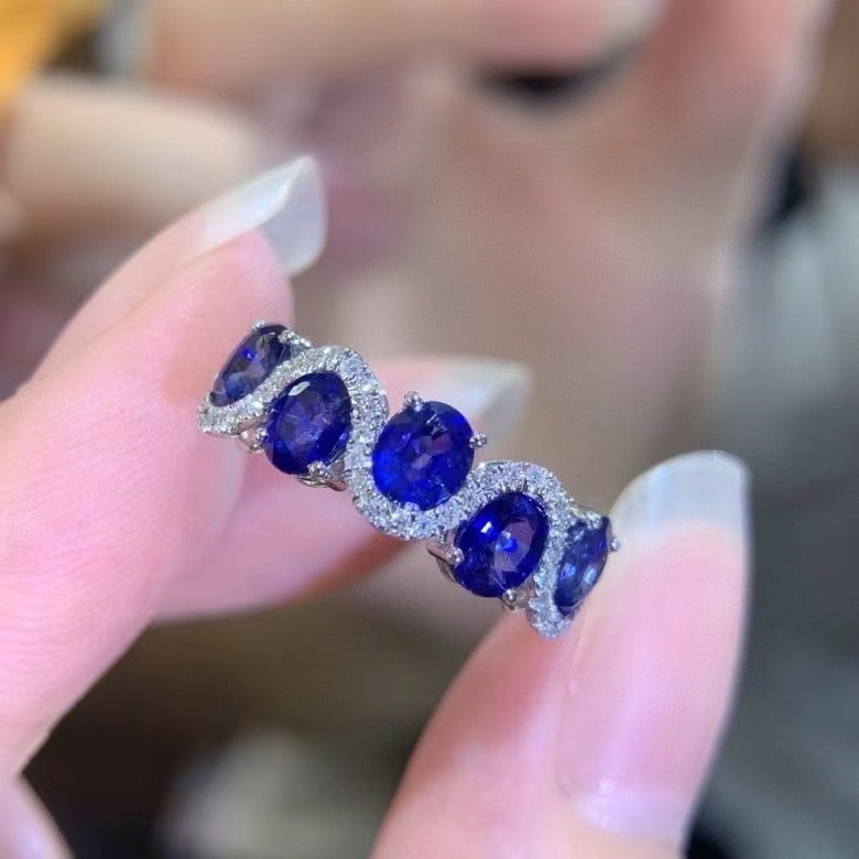 14k Gold 2.3 Ct Natural Sapphire & Diamond Ring - 2