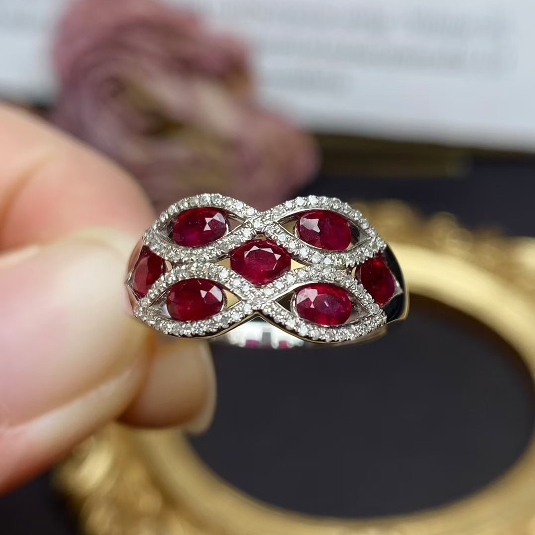 14k Gold 2.5 Ct Natural Ruby & Diamond Ring - 4
