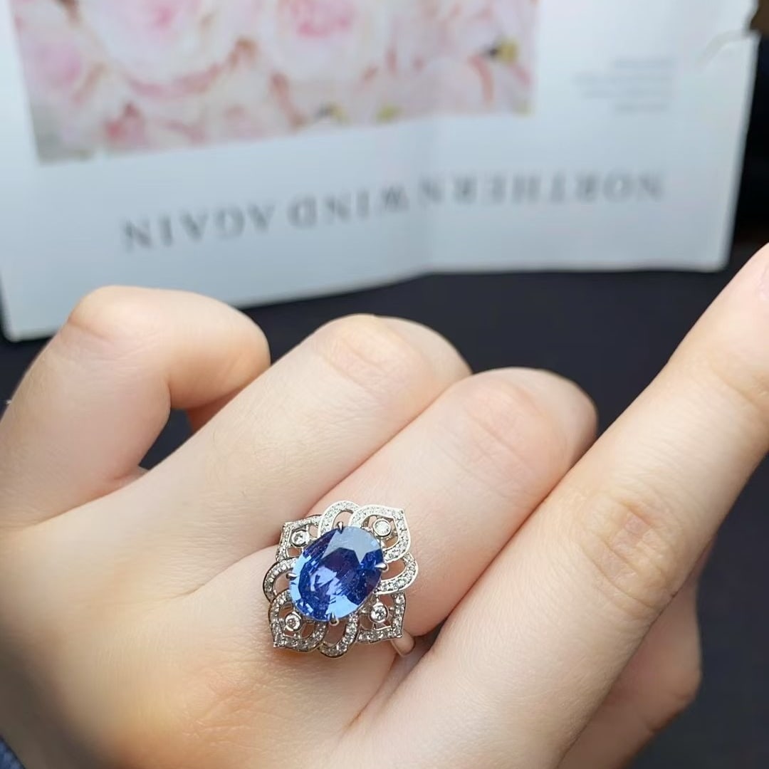 14k Gold 2.75 Ct Natural Sapphire & Diamond Ring - 5