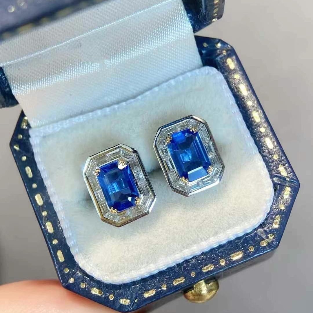 14k Gold 1.88 Ctw Natural Sapphire & Diamond Earrings (1 of 5)
