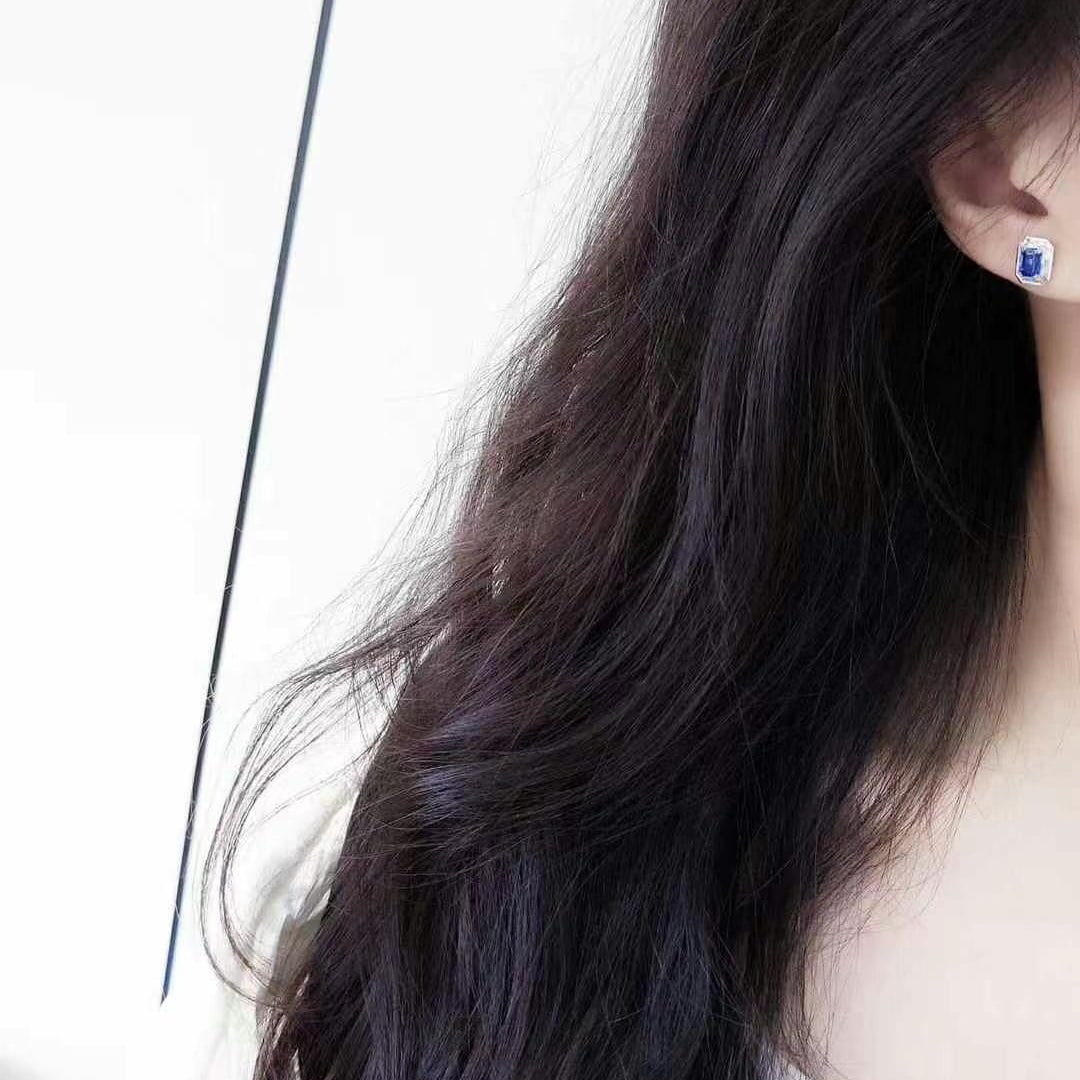 14k Gold 1.88 Ctw Natural Sapphire & Diamond Earrings - 2