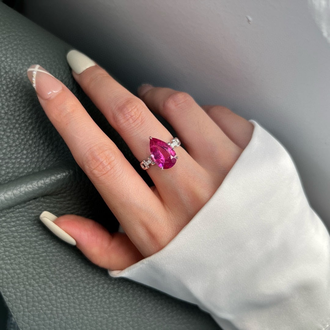 14k Gold 3.53 Ctw Natural Tourmaline & Diamond Ring - 4