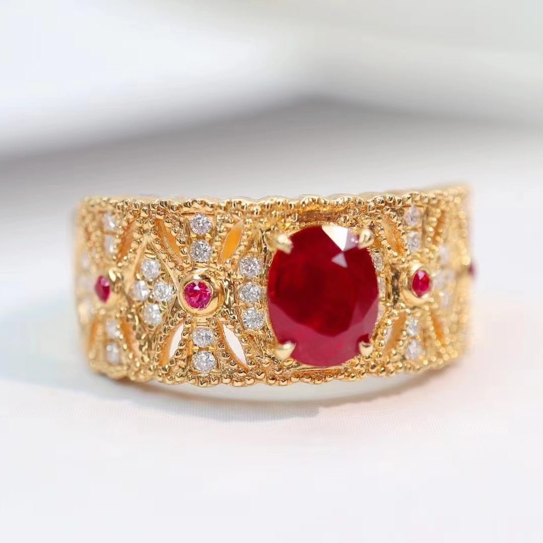 14k Gold 1.11 Ctw Natural Ruby & Diamond Ring - 3