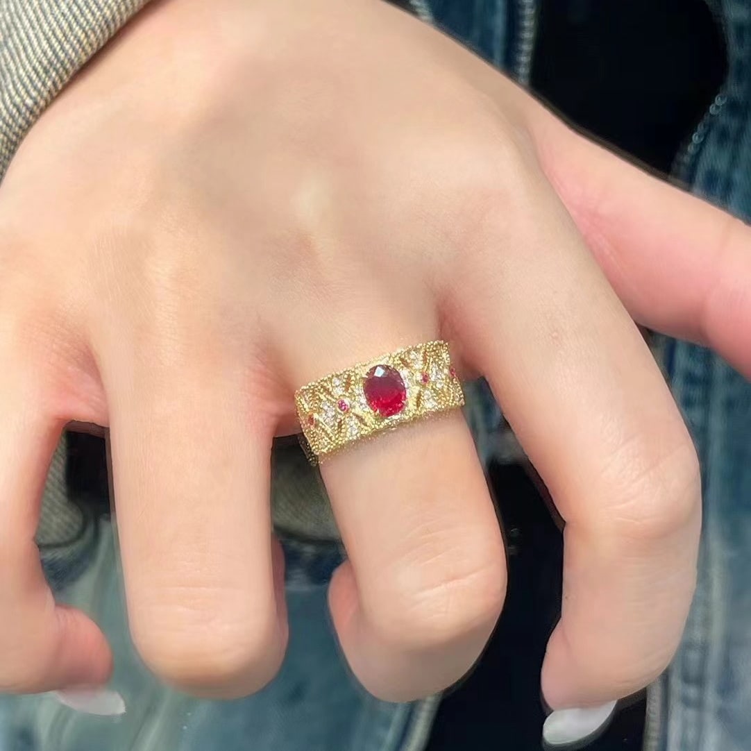 14k Gold 1.11 Ctw Natural Ruby & Diamond Ring - 4