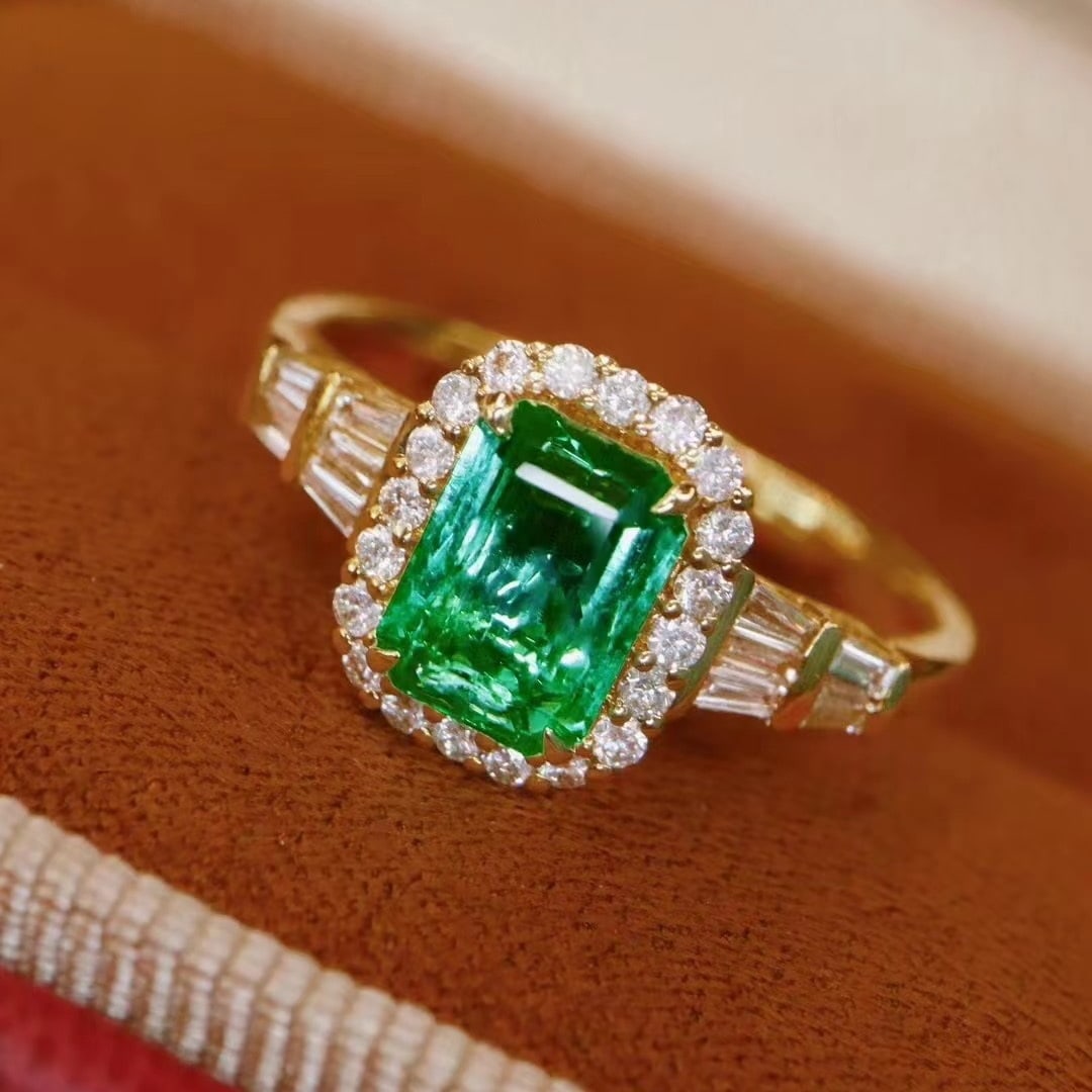 14k Gold 1.21 Ctw Natural Emerald & Diamond Ring - 5