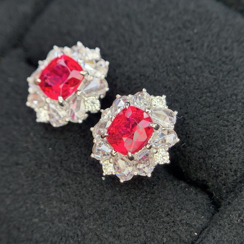 14k Gold 1.66 Ctw Natural Spinel & Diamond Earrings - 7