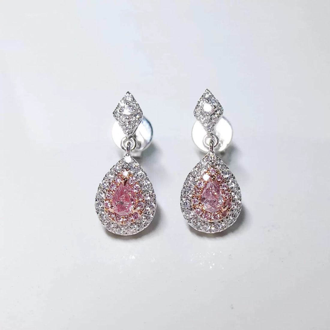 14k Gold 0.48 Ctw Natural Pink Diamond & Diamond Earrings (1 of 6)