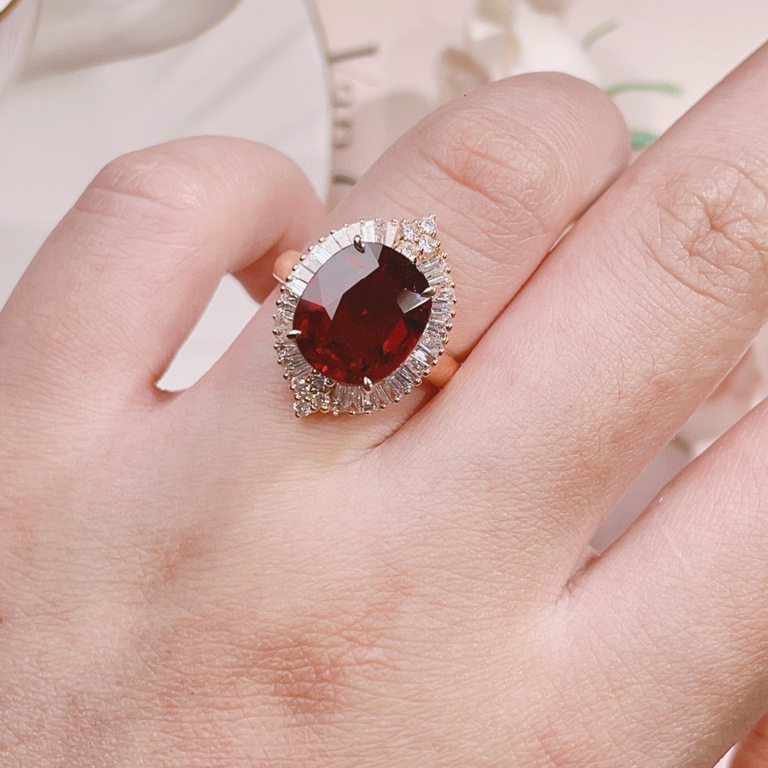 14k Gold 4.2 Ct Natural Tourmaline & Diamond Ring - 4