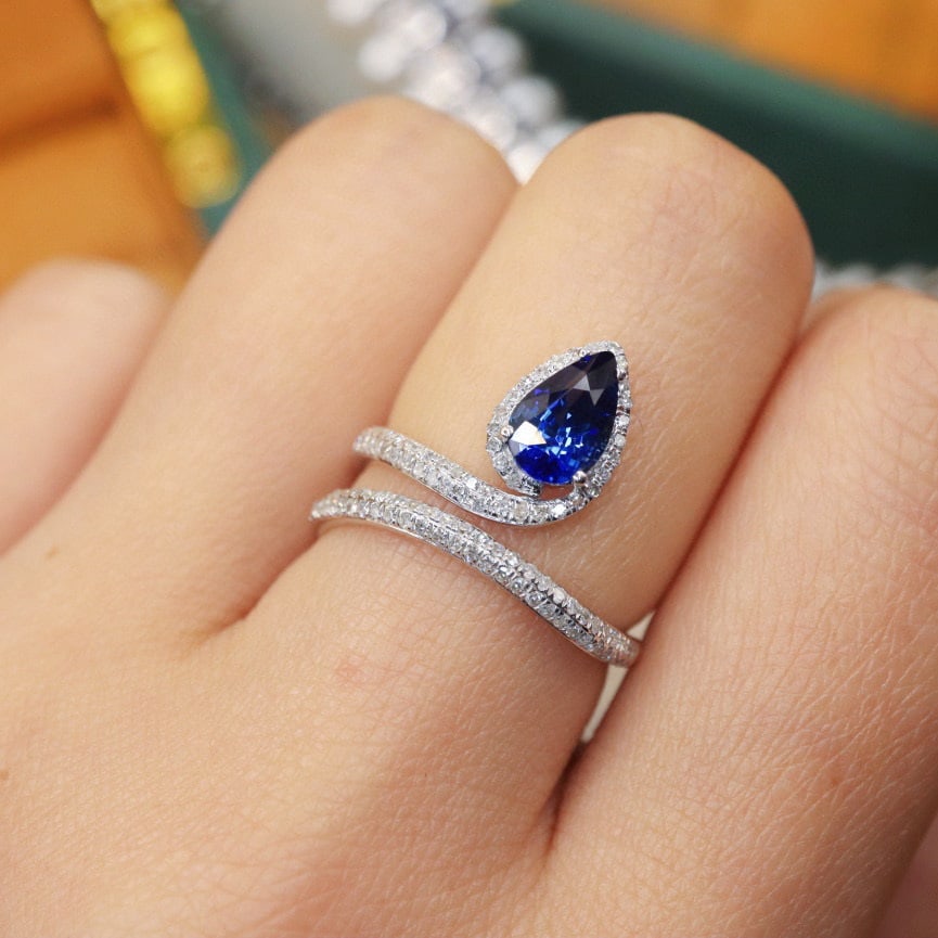 14k Gold 1.46 Ctw Natural Sapphire & Diamond Ring - 5