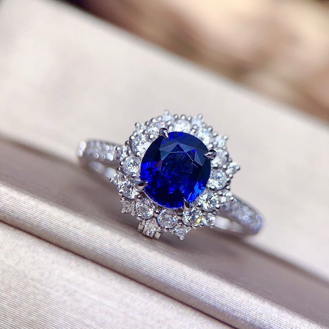 14k Gold 2.60 Ctw Natural Sapphire & Diamond Ring/pendant( Without Chain ) - 2