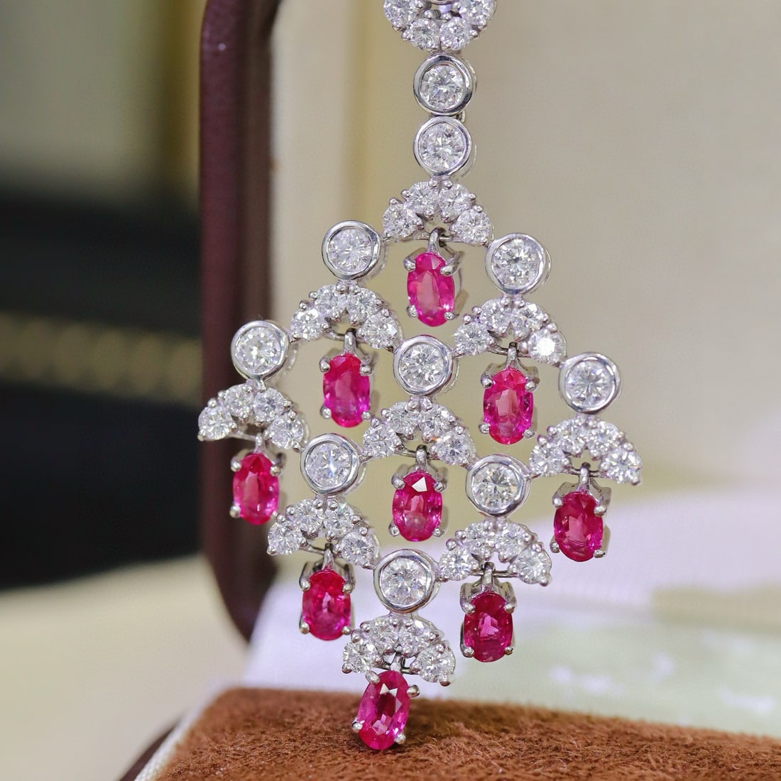 14k Gold 5.45 Ctw Natural Ruby & Diamond Necklace - 6