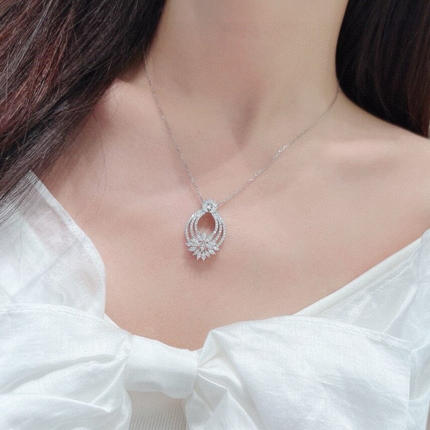 14k Gold 1.43 Ct Natural H Diamond Necklace - 2