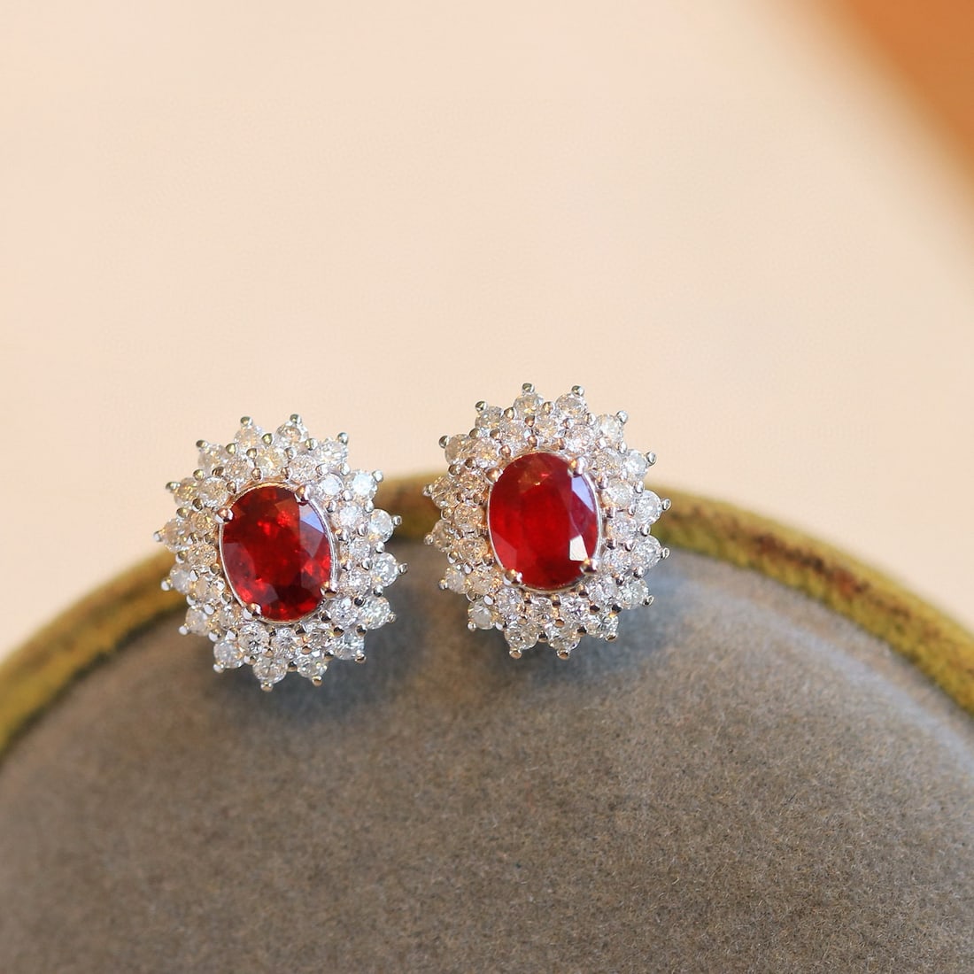 14k Gold 1.52 Ctw Natural Ruby & Diamond Earrings (1 of 7)