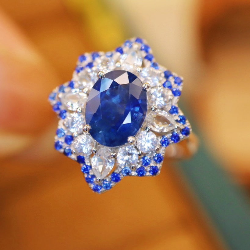 14k Gold 3.88 Ctw Natural Sapphire & Sapphire Ring - 3