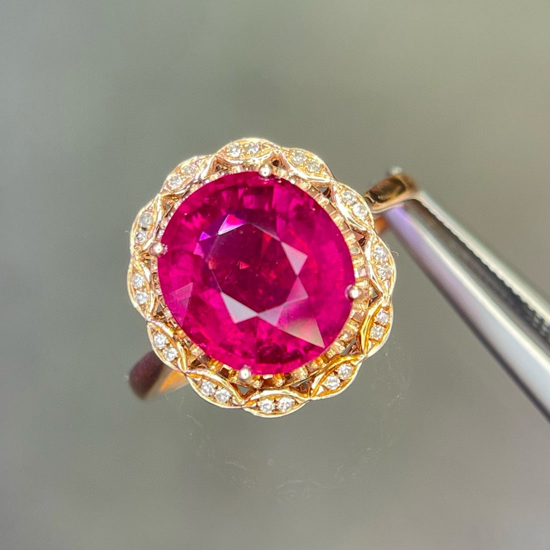 14k Gold 3.5 Ct Natural Tourmaline & Diamond Ring - 6