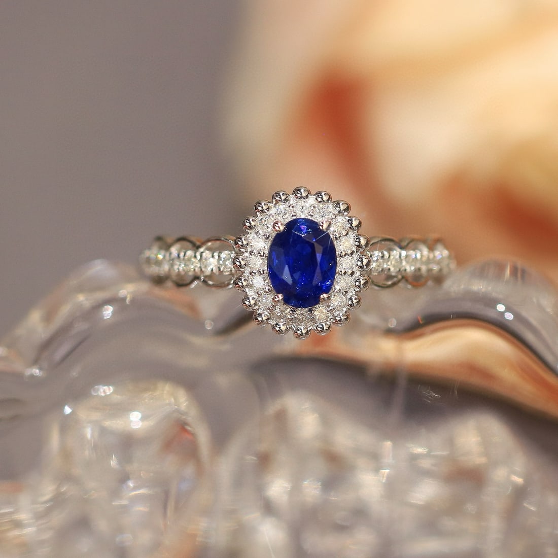 14k Gold 0.76 Ctw Natural Sapphire & Diamond Ring - 2