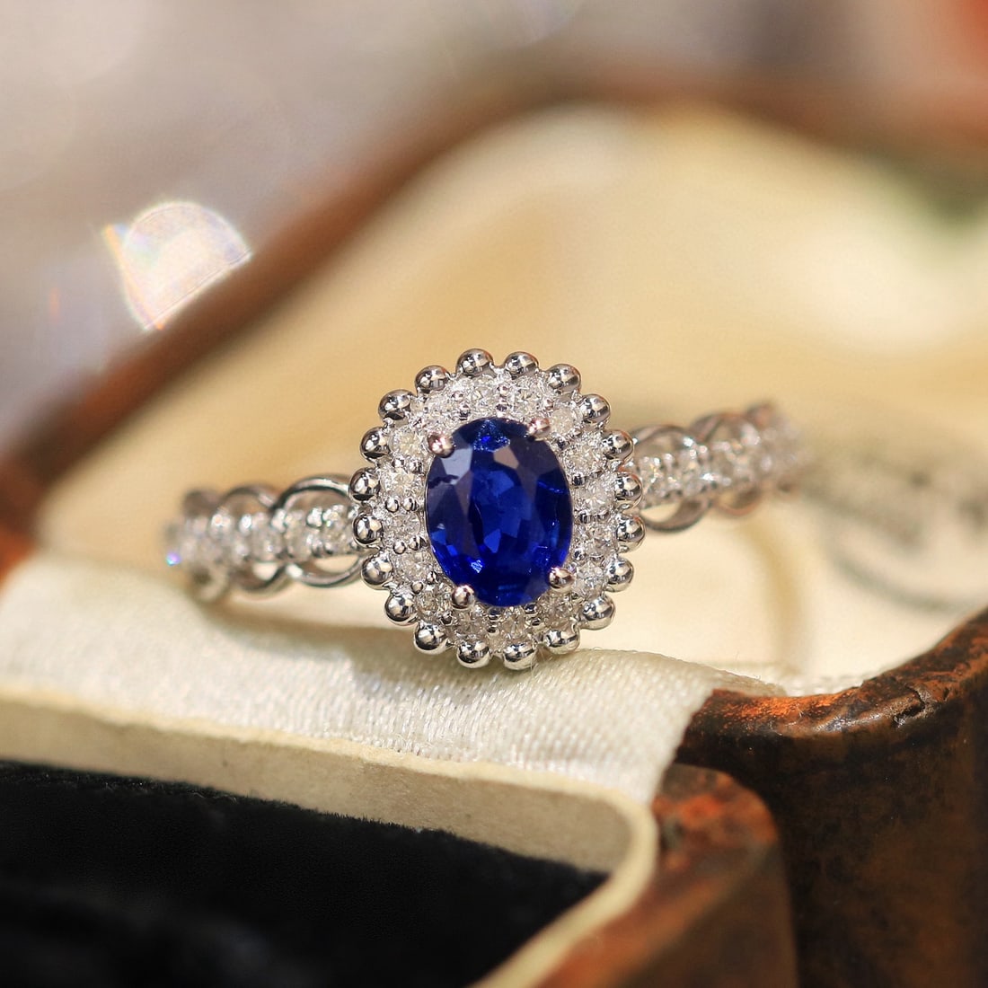 14k Gold 0.76 Ctw Natural Sapphire & Diamond Ring - 5