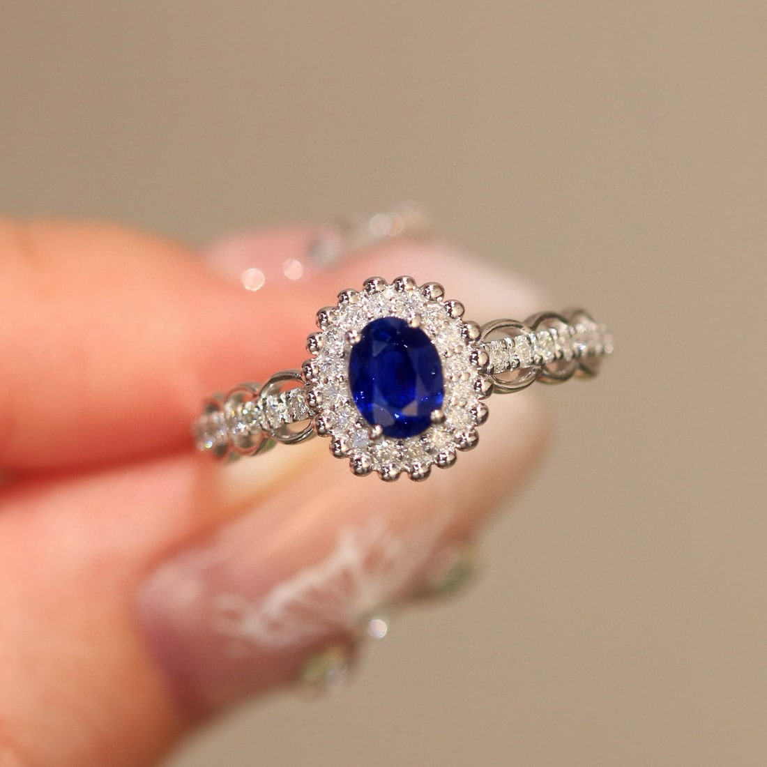 14k Gold 0.76 Ctw Natural Sapphire & Diamond Ring - 6