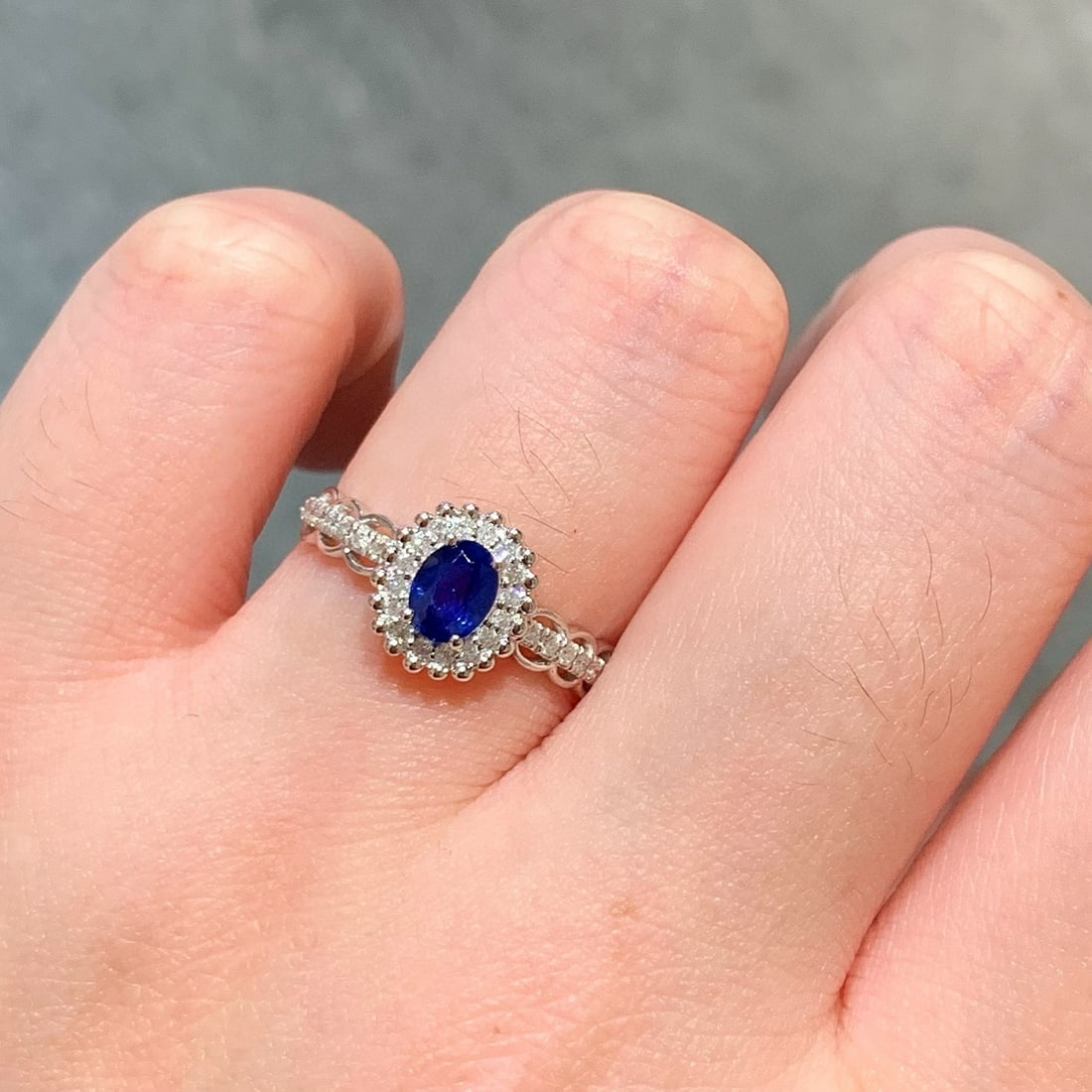 14k Gold 0.76 Ctw Natural Sapphire & Diamond Ring - 7