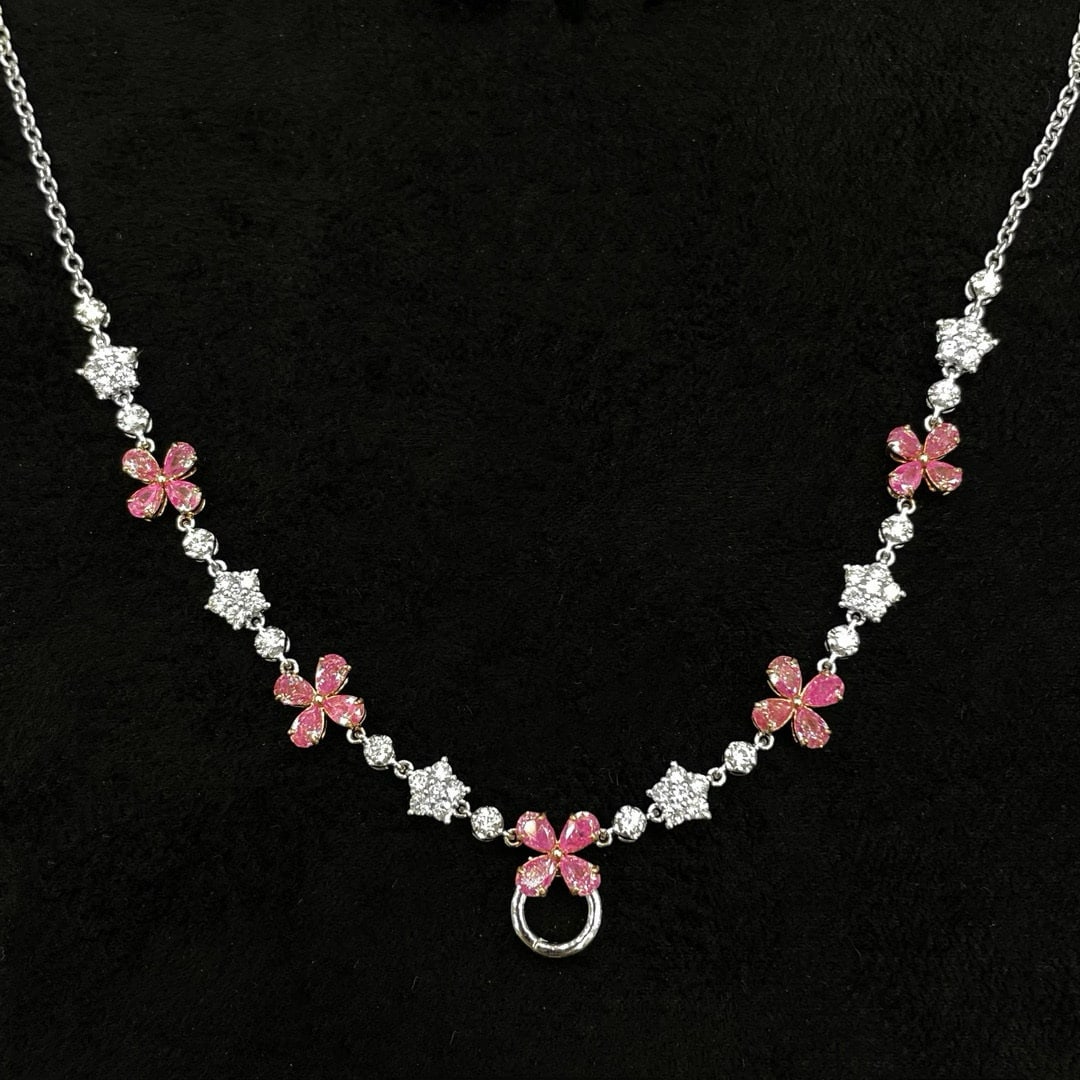 14k Gold 2.67 Ctw Natural Pink Diamond & Diamond Necklace: Ref:230936087 // gold content:14k gold // main gemstone:pink diamond // shape:pear // carat weight:1. 86ct // color:pink // treatment:natural // // adjacent gemstone 2 : diamond // shape:round // cara