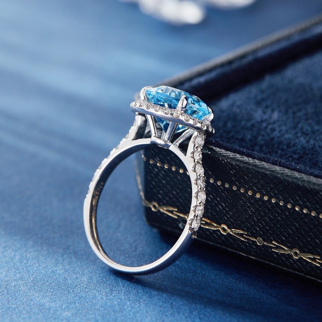 14k Gold 3.36 Ct Natural Aquamarine & Diamond Ring - 3